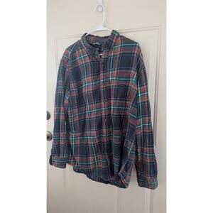 Vintage Chaps Mens Flannel Plaid Button Down Shirt XL, Red Green Blue Preppy Y2K